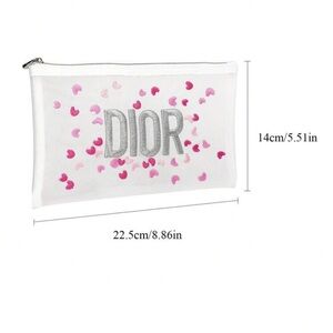Dior White Pouch with Pink Heart Details